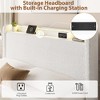 Full Size Boucle Bed Frame with Storage Headboard, Charging Station and LED Lights - 3 of 4