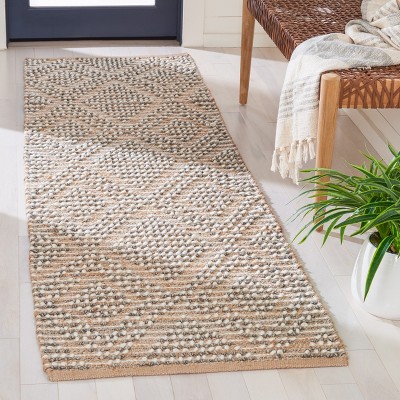 Handmade Gray and Natural Wool Cotton Runner Rug 2'3"x8'
