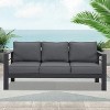 Heynemo Patio Furniture Aluminum Sofa, All-Weather Outdoor 3 Seats Couch - 2 of 4