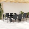 vidaXL 9 Piece Black Patio Dining Set with Cushions - PE Rattan Garden Table & Chairs Outdoor Furniture - 2 of 4