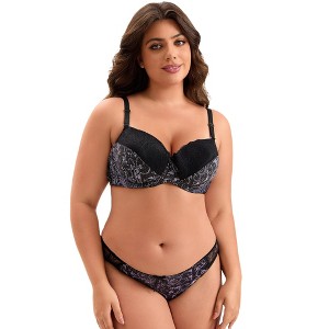 Agnes Orinda Women's Plus Push-Up Underwire Comfort Undergarment Set - 1 of 4