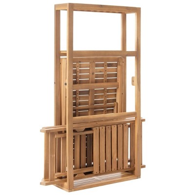 Natural Acacia Wood 2-Person Rectangular Balcony Dining Set