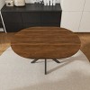 43-59" Extendable Round Dining Table for 6,Space Saving Modern Kitchen Table with Walnut Wood Veneer Top & Metal X-Base-Baofuwish - 3 of 4