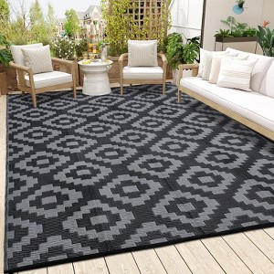 Outdoor Modern Reversible Erasable Area Rugs for Garden Backyard Large Portable Lightweight Plastic Straw Rug for Camping RV Auto Patio Picnic Mat - 1 of 4