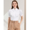Allegra K Women's Puff Short Sleeve Collared Cotton Office Button Down Shirt - 2 of 4