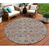 Rust And Gray Floral Washable Indoor Outdoor Area Rug - 2 of 4