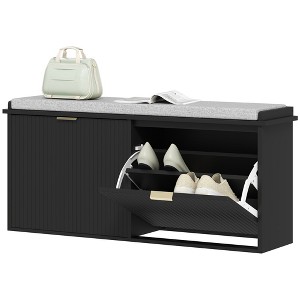 Aghana Digitals 529lb Capacity Entryway Shoe Storage Bench with Padded Removable Cushion, 2 - 1 of 4