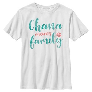 Boy's Lilo & Stitch Blue and Red Ohana means Family T-Shirt - 1 of 4