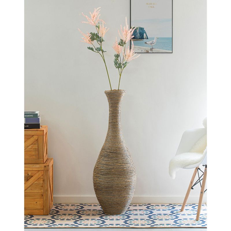 Uniquewise Tall floor vase, 38-Inch-Tall Artificial Rattan Floor Vase Beige, floor vases, home decor umbrella stand, Entryway, Living Room, Hallway, 3 of 7
