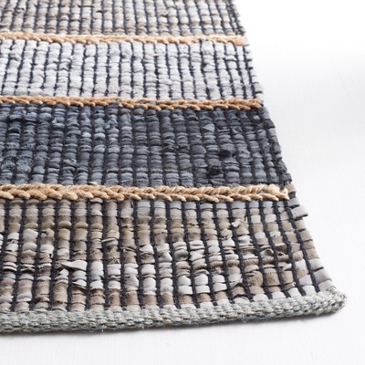 Elegant Gray Cowhide & Wool 3' x 5' Handwoven Area Rug