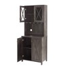 TIRAMISUBEST Farmhouse Bar Cabinet - Wine Rack & Glass Storage Sideboard, Kitchen/Dining Room Buffet Cabinet, Charcoal Grey, 67"H - 4 of 4
