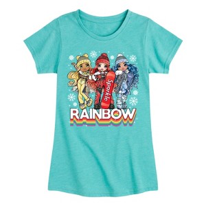 Girls' - Rainbow High - Holiday Winter Snowflakes with Logo Fitted Short Sleeve Graphic T-Shirt - 1 of 4
