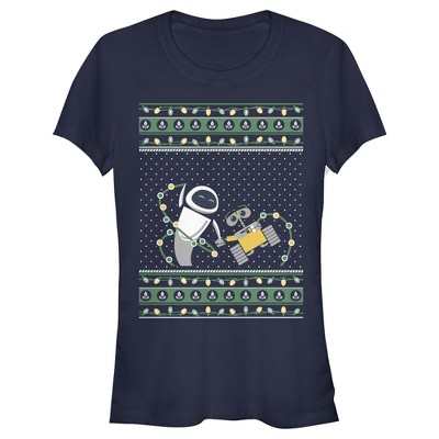 Juniors Womens Wall-E Ugly Christmas Robots T-Shirt