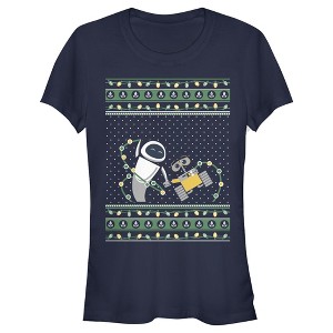 Juniors Womens Wall-E Ugly Christmas Robots T-Shirt - 1 of 3