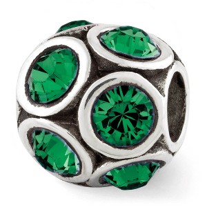 Black Bow Jewelry Sterling Silver with Green Crystals May Bubble Bead Charm - 1 of 3