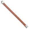 Black Bow Jewelry 11.5mm Stainless Steel & Light Brown Leather Braided Bracelet, 8.25 In - image 2 of 4