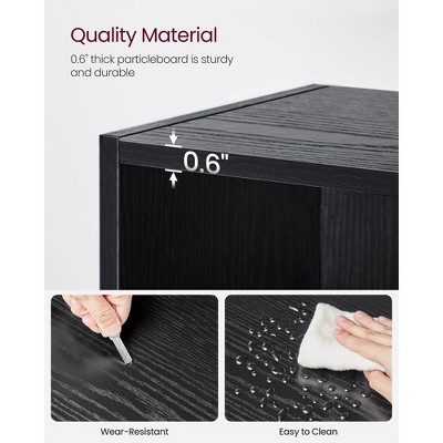 Black 6-Tier Adjustable Vertical Open Back Bookcase