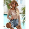 Coolmee Women Mesh Crochet Crop Top Long Sleeve Hollow Out Knit Sweater Bikini Beach See Through Cover Ups - 4 of 4