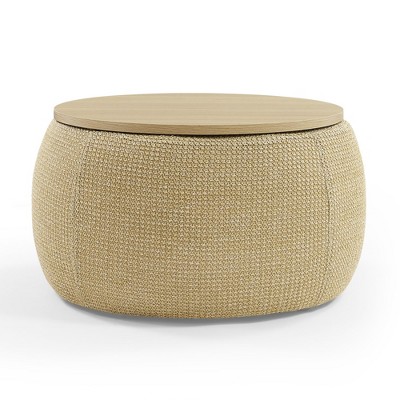 FURNIinspire Ottomans And Benches Handmade Fabric Storage Ottoman Multifunctional Work As End Table And Ottoman Plastic, Yellow, 25.50"*25.50"*14.50"