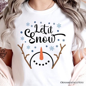 Let It Snow Snowman T‑Shirt, Snowflakes Minimalist Tee for Winter Holiday Season | OrnamentallyYou - 1 of 4