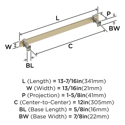 12-Inch Golden Champagne Satin Nickel Appliance Pull