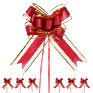 Unique Bargains Plastic Gold Edge Satin Gift Wrap Bows Pull Bows 20 Pcs - 1 of 4