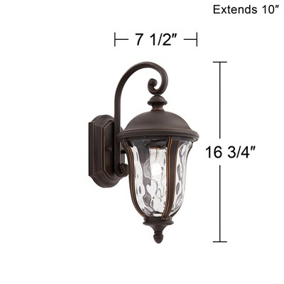 Bronze 16.75" Hammered Glass Outdoor Wall Light Fixture
