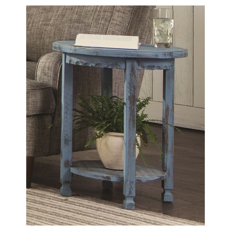 Country Cottage Round Wood End Table Antique Finish - Alaterre Furniture, 3 of 7