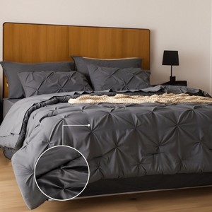 Cozy Comfort by Bedsure | Solid Diamond Pintuck 7pcs 80gsm Queen Size Beige Bedding Set Comforter Set - 1 of 4