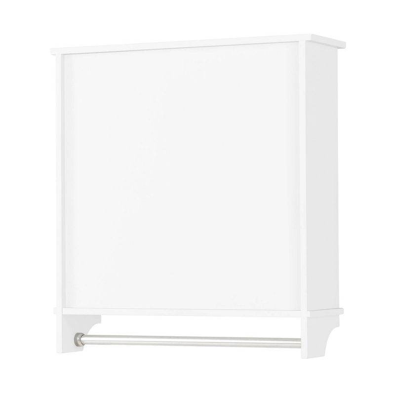 Dover Wall Mounted Bathroom Storage Cabinet with Two Doors and Towel Rod White - Alaterre Furniture, 6 of 9