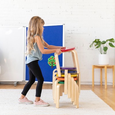 Assorted Birch Bentwood Stackable Stools Set of 6