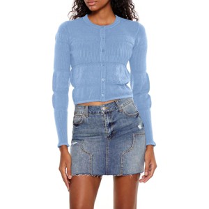 Clearlove Women’s Long Sleeve Cropped Cardigan Knit Bolero Crewneck Button-Up Shrug for Dress Layering - 1 of 4