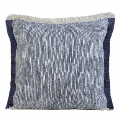 20" X 20" Dark Blue And White 100% Cotton Abstract Zippered Pillow