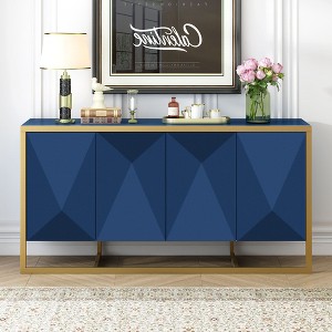 NicBex  Modern Sideboard,Kitchen Storage Cabinets with Different Pattern Design for Kitchen and Dining Room,Black/Blue - 1 of 4