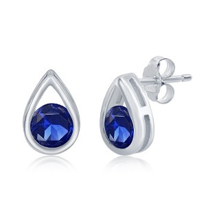 Simona Sterling Silver Birthstone Pear-shaped Studs - 1 of 2