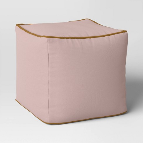 Color Block with Contrast Piping Pouf Pink Metal/Byz Bronze - Room  Essentials™