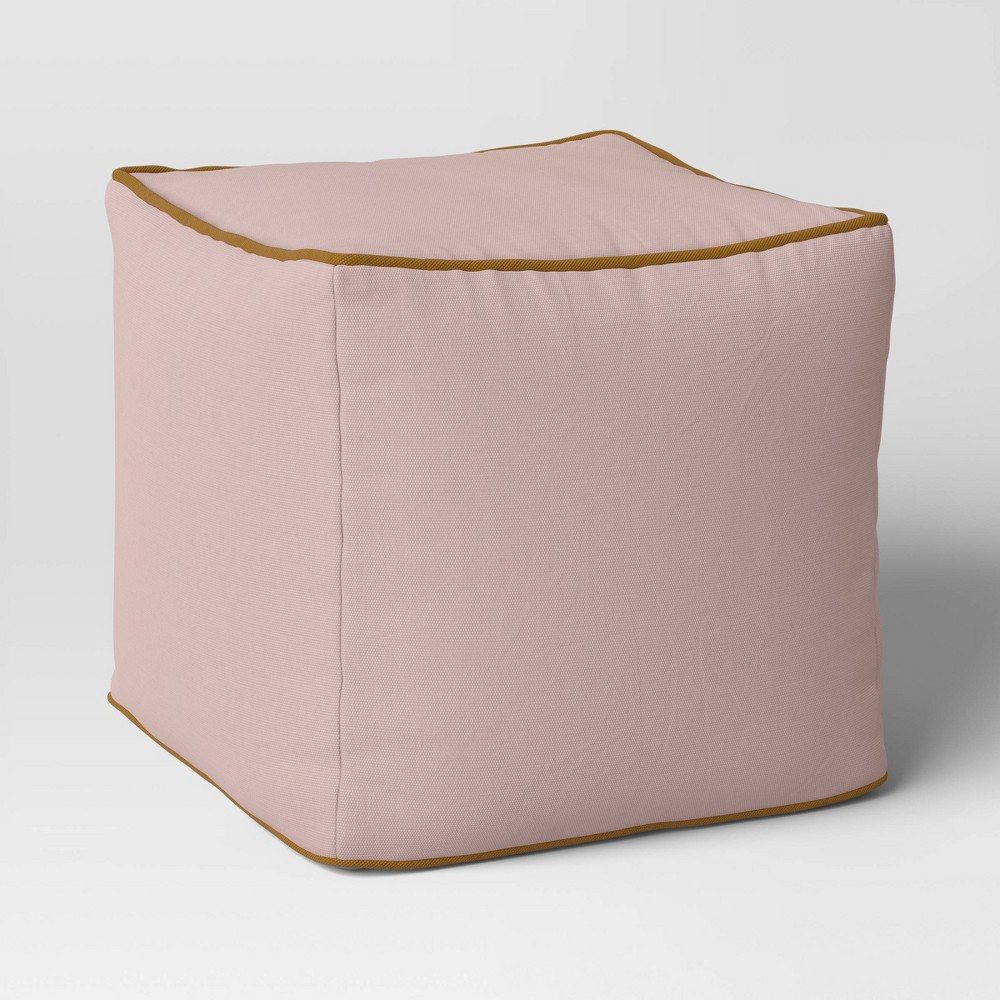 Photos - Other Furniture Color Block with Contrast Piping Pouf Pink Metal/Byz Bronze - Room Essenti