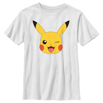 Boy's Pokemon Pikachu Wink Face Graphic Tee Red Medium 