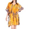 HAPPY BAY Women's House Daily Routine Evening Wear Holiday Casual Loungewear Oversize Caftan Knee Length Housecoat 2X-3X Orange, Tie Dye Design - 2 of 3