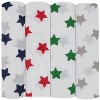 Bacati - Stars Boys Swaddling Muslin Blankets of 4 (Navy,Green, Red,Gray) - 4 of 4