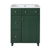 FURNIinspire Bathroom Storage Cabinets Bathroom Vanity Cabinet With Ceramic Sink, 2 Drawers, Bathroom Organizers Cabinet, Green, 18.3"*24"*34.3" - 2 of 4