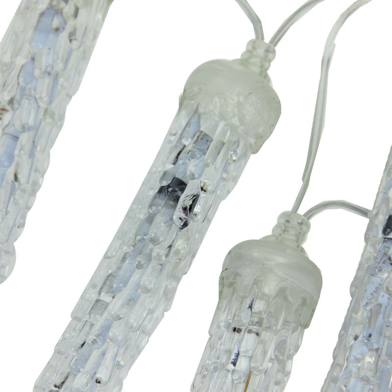 Northlight 28ct Dripping Icicle Snowfall Christmas Light Tubes White - 14.25' Clear Wire, 2 of 3