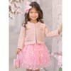 Pink Sparkle Tweed Jacket & Butterfly Tutu Skirt Set Mia Belle Girls, Pink, 10-12 - 4 of 4