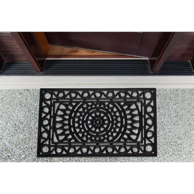 Sun Scroll Anti-Slip Rubber Outdoor Doormat, 18x30
