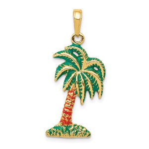 Black Bow Jewelry 14k Yellow Gold Enameled Palm Tree Pendant - 1 of 4