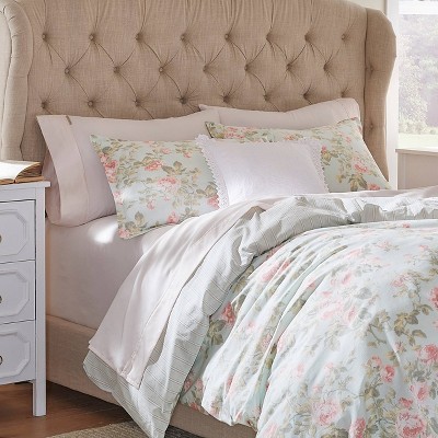 Madelynn Blue Cotton Floral Full Bedspread Cover Set