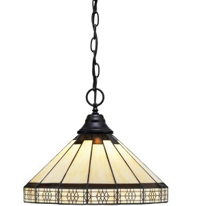 Toltec Lighting Any 1 - Light Pendant in  Matte Black with 15" Honey & Brown Mission Art Glass Shade - 1 of 1