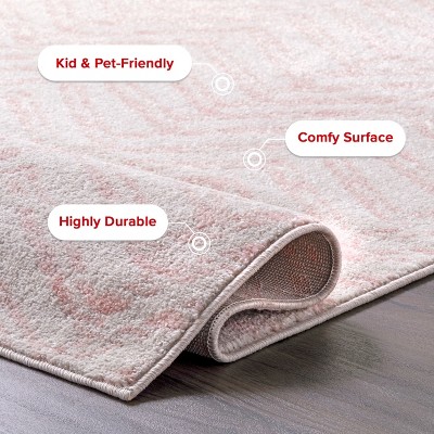 Pink Geometric 5' x 7' Synthetic Easy Care Area Rug