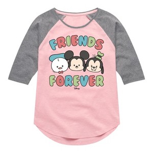 Girls' - Disney - Friends Forever Shirt Tail Raglan Graphic T-shirt - 1 of 3