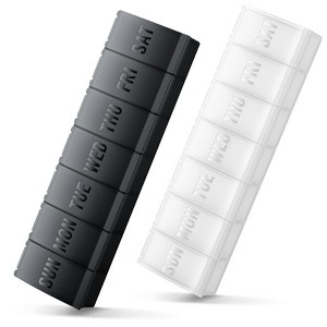 ONE PIX Pill Organizer, 2 Packs, Easy-Open Weekly Pill Organizer, XL Daily Pill Case, 7 Day Medicine Pill Organziers for Vitamin Supplements - 1 of 4